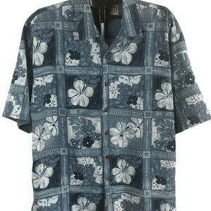 VTG Jamaica Jazz Silk Hawaiian Button Up Men’s XL Blue Floral Resort Wear